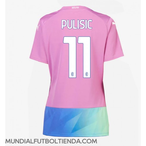 Camiseta AC Milan Christian Pulisic #11 Tercera Equipación Replica 2023-24 para mujer mangas cortas